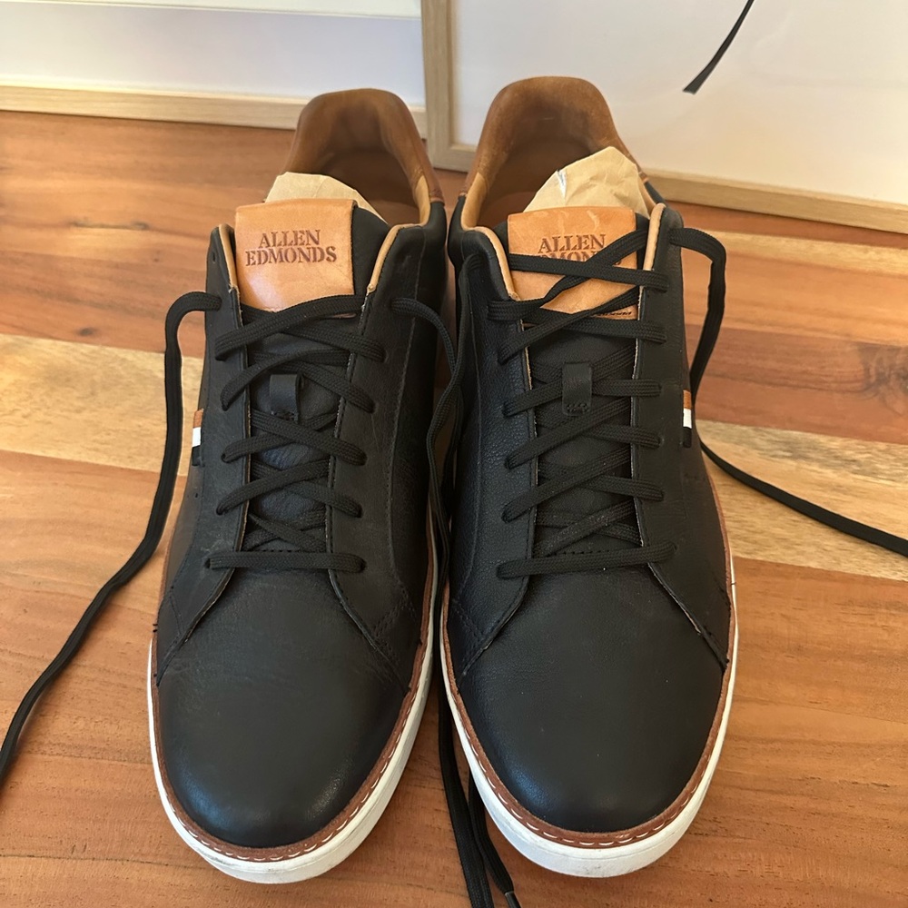 Allen Edmonds Black and Tan Leather Sneakers - Picture 7 of 12